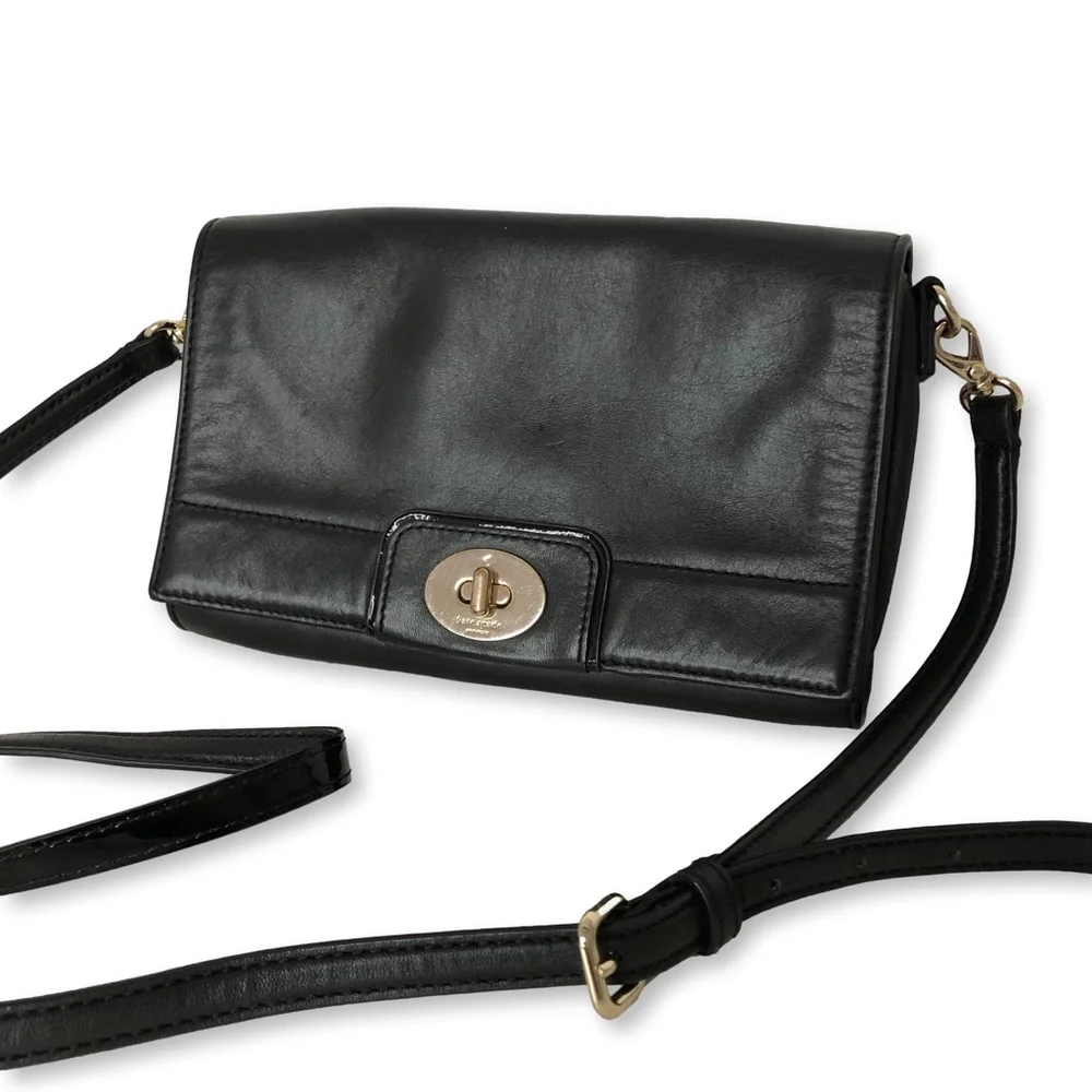 Kate Spade New York Black Leather Crossbody Bag Clutch